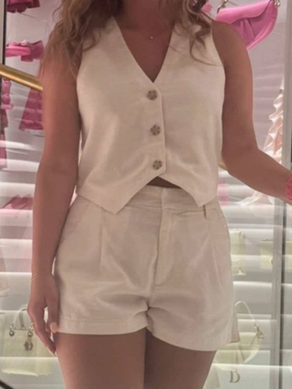 American Eagle Outfitters Cream Button-Front Vest - Picture 2 of 2